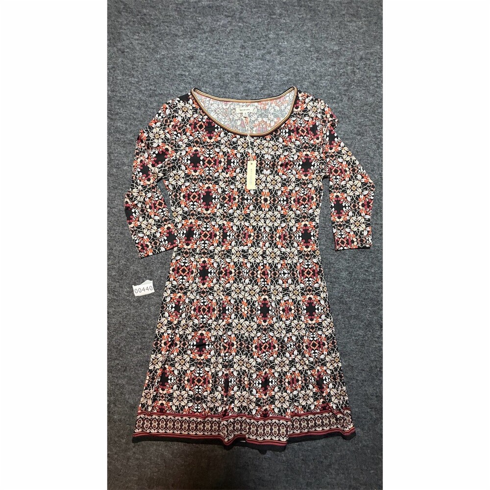 Max Studio Dress Womens Size M Multicolor Fit & Flare Knee 3/4 Sleeve Knit